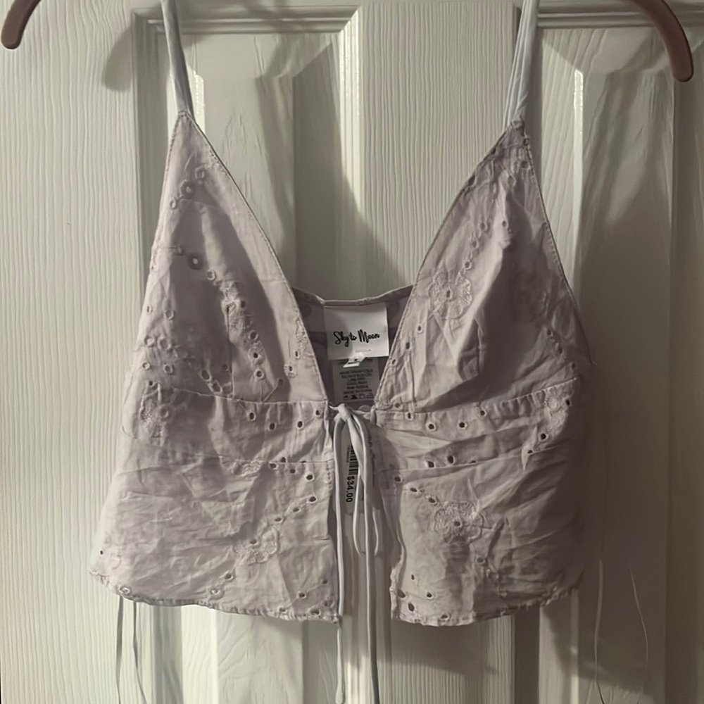 Skyler Madison eyelet tie front top